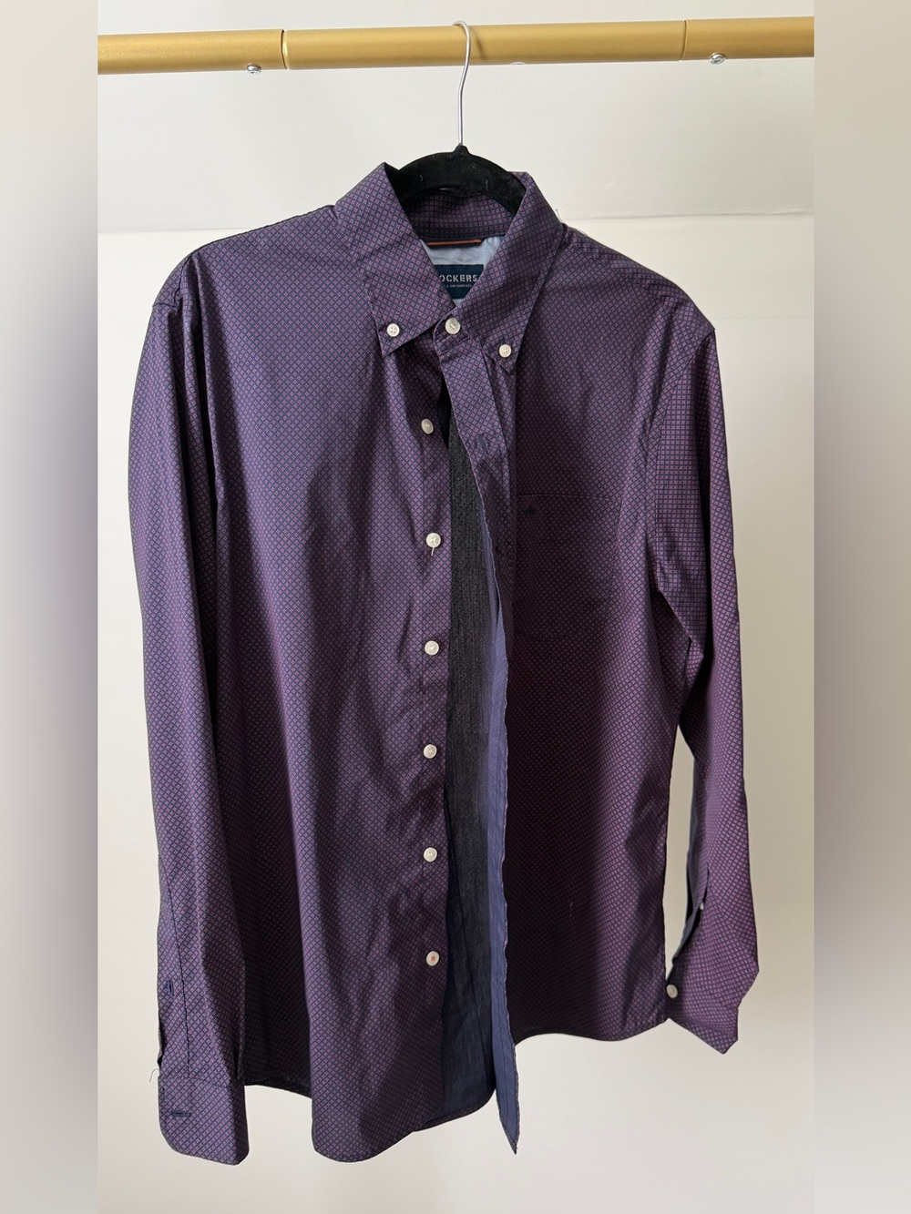 Dockers Men's Dark Purple Micro-Pattern Button-Down Shirt Sz M